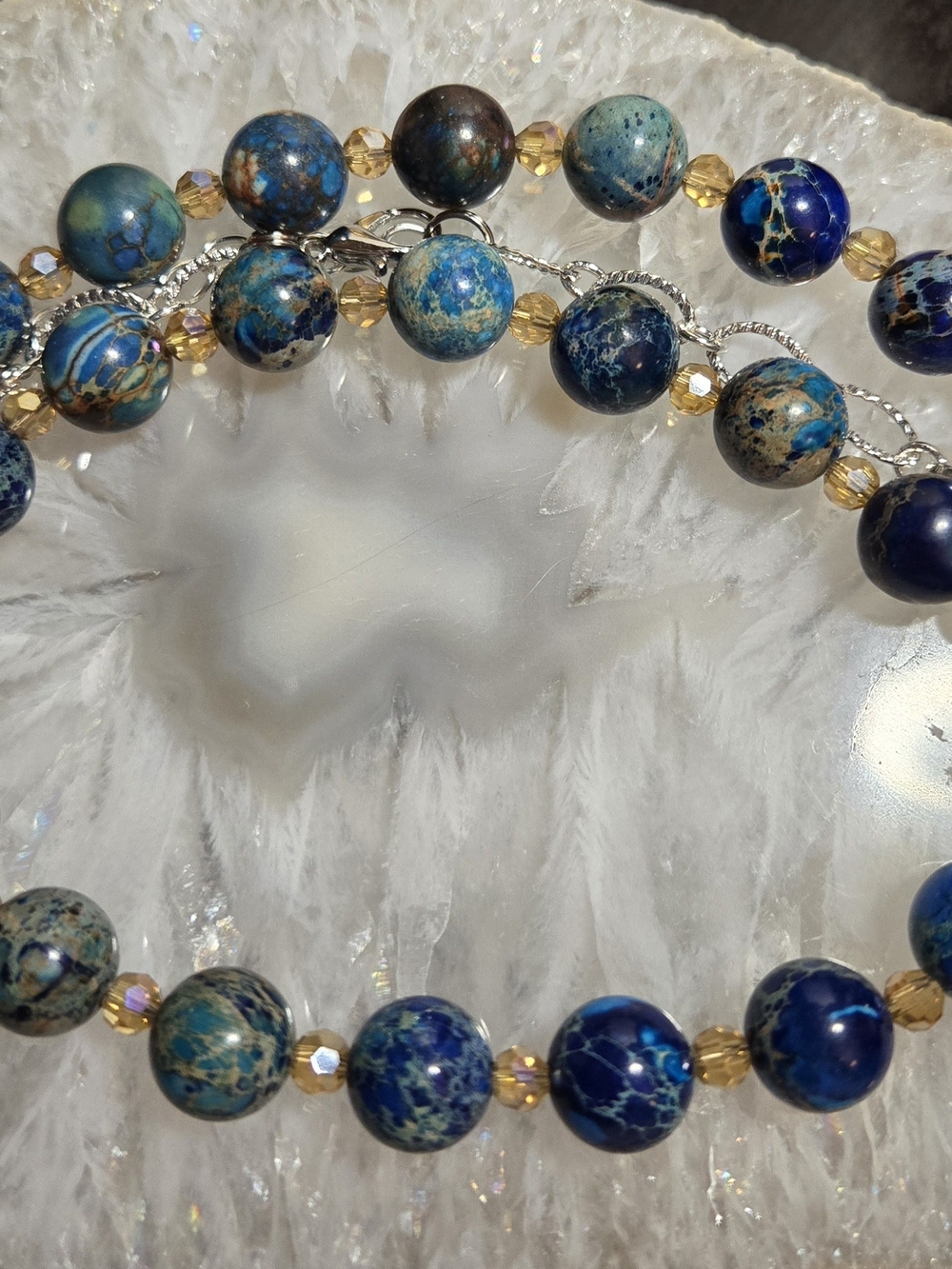 Blue Sea Sediment Jasper Beaded Necklace - Picture 2 of 3